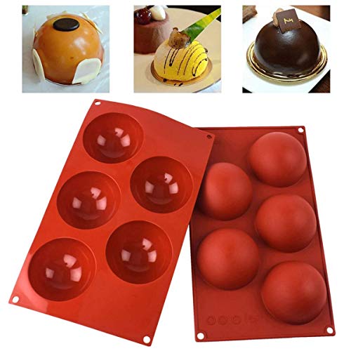 Image of Glamaxy Extra Large Cup Silicone Half Round Baking Mould | Cake Baking Mould | Chocolate Ice Cream Mould (6 Cup Half Circle Mould) (5 Cup Moulds)