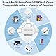 Ohne EIN App Herunterzuladen-MUXXUE 256GB Speicherstick Phone USB Stick, 4 in 1 Speicherstick für i- Phone,i- pad, Android, PC