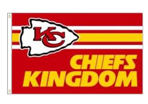 Yerchic Chiefs Flag 3x5ft Sports Fans Chiefs Kingdom Banner Polyester Flag For Garage Room Man Cave