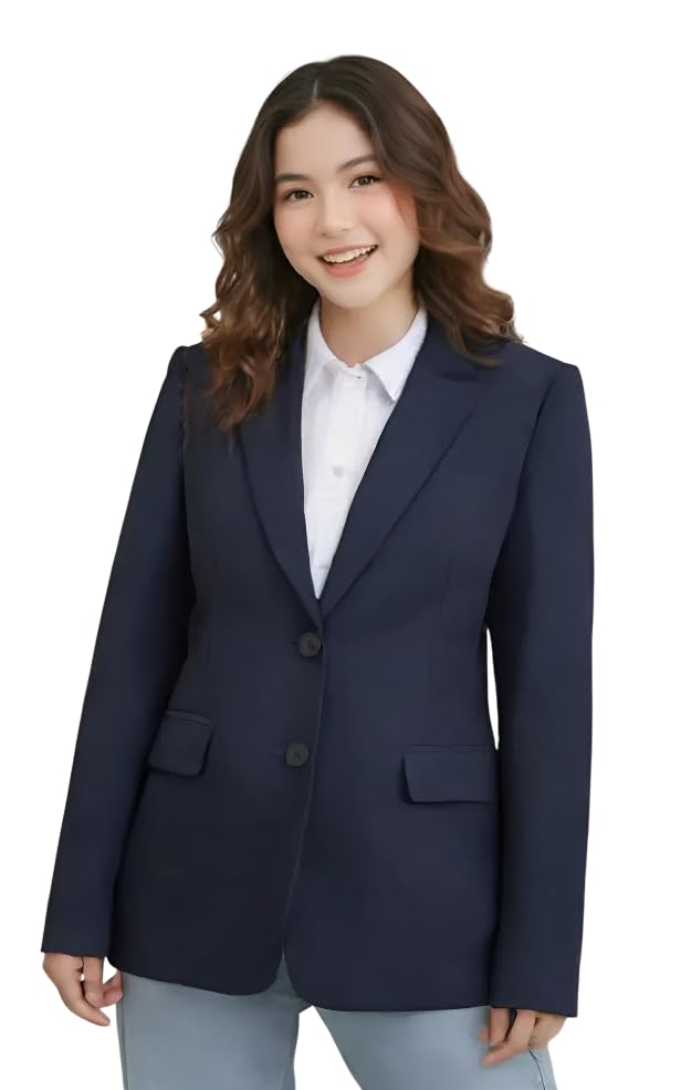cadmon Women Cotton Blend Solid Single Breasted Blazer with Notched Lapel | Full Sleeves, Button Closure, Regular Fit Formal Blazer for Womens & Girls | Lightweight & Breathable Fabric (Blue)_121-picture-37