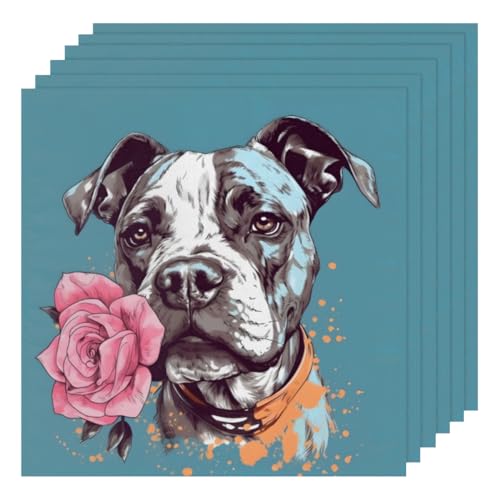 Set de 6 Servilletas de Tela con Bulldog Multicolor 50.5 x 50.5 cm miniatura 1