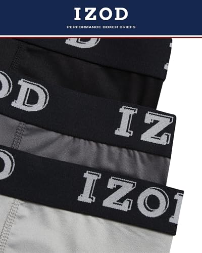 IZOD Mens Boxer Briefs - 3 Pack Soft Stretch Mens Underwear Boxers with Contour Pouch, Athletic Briefs for Men (Sizes: S-XL)3