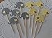 Light Yellow and Grey Elephant Cupcake Toppers - Yellow and Gray Elephants - Baby Shower Appetizer Picks - Gender Neutral Shower - (Set of 12)