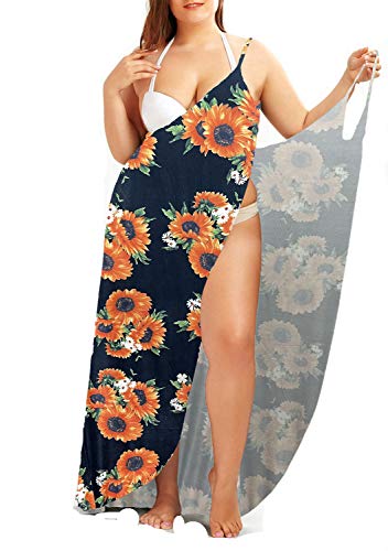 Fadalo Übergröße Spaghetti-Träger Cover Up Strand rückenfrei Wickelkleid Langes Kleid - Gelb - X-Groß