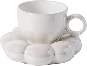 JINXUANTANG Pink Cloud Mug Ceramic Cup White Cups Clouds with Saucer Tea Cup Coffee Cups Aesthetic Mug Valentine Cup Coffee Cup (Color : White)