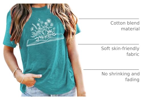 Image of Books Shirts for Women Reading T-Shirt Book Lover Tops Funny Readers Gifts Clothes Casual Librarian Tees