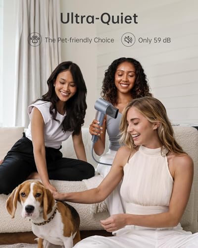 Laifen Hair Dryer, Negative Ionic Blow Dryer with 110, 000 RPM Brushless Motor for Fast Drying, High-Speed Low Noise Thermo-Control Hairdryer with Magnetic Nozzle, for Home, Travel(Silver)