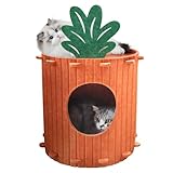 Katzenhaus aus Filz, Karotte Katzenhöhle Filz,Katzenbett für Katzen,waschbarem Haustierversteck, Schlafplatz 40X40X40CM Winterfest Katzenzelt, gemütliches Kätzchennest,Kratzschutz