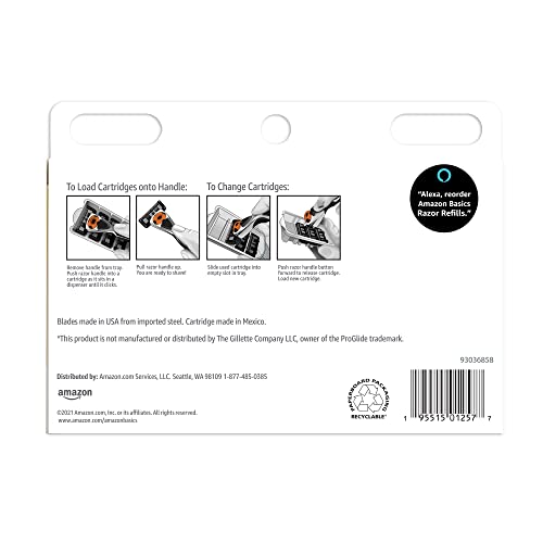 Amazon Basics 5-Blade Razor Refills For Men With Dual Lubrication And Precision Beard Trimmer, 12 Cartridges (Fits Amazon Basics Razor Handles Only) (Previously Solimo) #TOP2