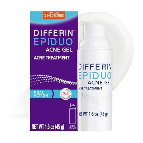 Differin Epiduo Acne Gel Most Effective Acne Treatment Approved By the FDA For Use Over the Counter Dual Active with Adapalene and Benzoyl Peroxide 90 Day Supply