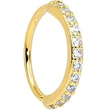 Body Candy Womens 20G Plated Brass Clear Accent Front Facing Nose Closure Ring Daith Helix Tragus Rook 5/16'