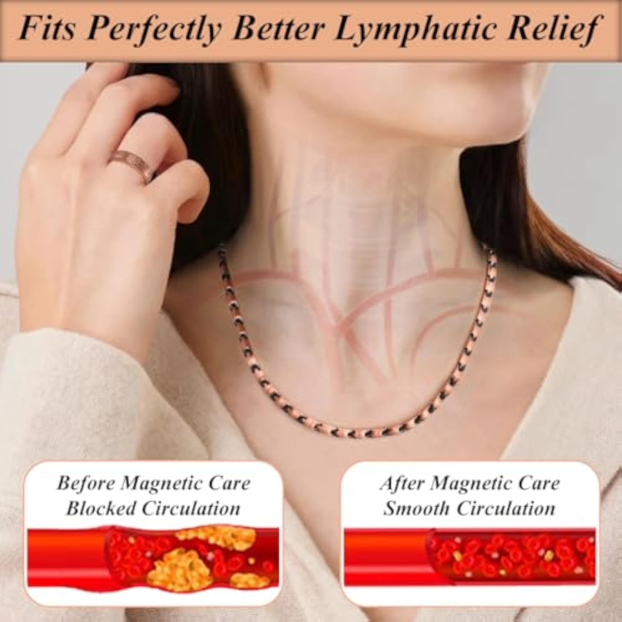 Copper Magnetic Necklace for Men & Women, Ultra Strength
