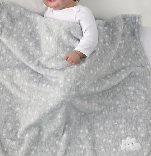 Image of CREVENT 2Pcs 75cmX100cm Cute Cozy Fluffy Warm Baby Blankets for Infants Toddlers' Bedding Crib Cot Stroller - Grey Cloud + Brown Bear
