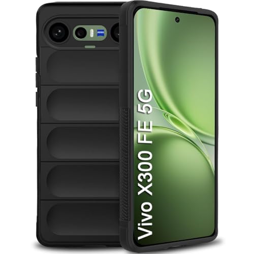 Image of TheGiftKart Liquid Silicon Back Cover Case for Vivo X300 FE 5G | Shockproof Military Grade Protection | Micro-Fibre Cloth On Inner Side | Anti-Slip Grip Back Case Cover for Vivo X300 FE (TPU, Black)