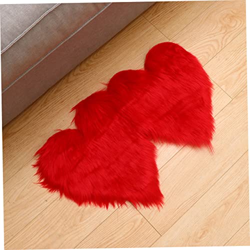 Tapis de sol intérieur doux en cœur rouge solide et lavable - 7