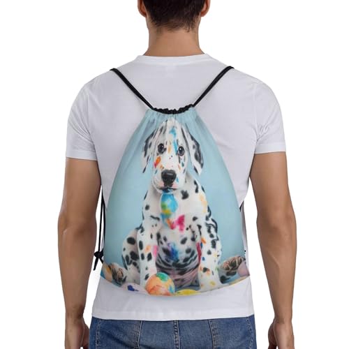Funny Little Dalmatian Puppy Pattern Drawstring Backpack Bag - Sports Gym Sack For Women Men2