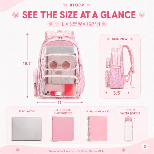 Image of BTOOP Clear Backpack Heavy Duty Transparent Backpack 17 inch See Through Bookbag for College Work Festival Security Padded Strap