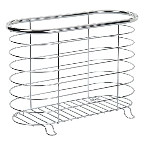 Mdesign Steel Magazine Holder Storage Organizer Bin - For Bathroom, Living Room, Home Office Organization - Holds Papers, Books, Files, Folders - Omni Collection - Chrome #TOP3