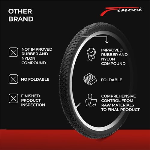 Fincci Foldable 26 inch Bike Tires with 2X Inner Tubes