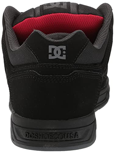 DC Men's Stag Low Top Skate Shoe, Black/Grey/RED, 8