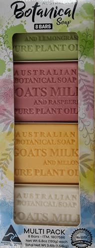 Australian Botanical Soap Multipack, Goat's Milk Oat's Milk, Lemongrass Raspberry Melon, 8 Bars image 4