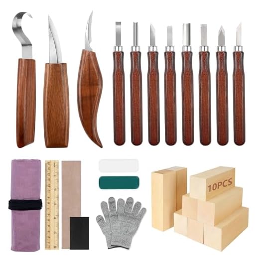 YUTUY Juego de herramientas para tallar madera,29 piezas Herramientas de tallado,Herramientas De Talla De Madera con guantes resistentes a cortes,Para Principiantes, Grabadores y Artistas