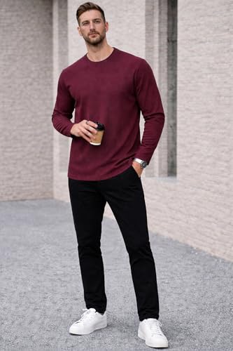 Image of Mack Jonney Men's Striped Ribbed Black Full Sleeve T-Shirt | Premium Soft Stretch Fabric | Casual Wear Round Neck Tee-M6265