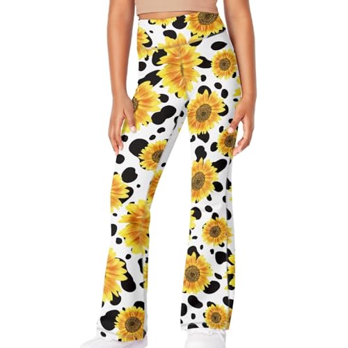 Girls Flare Leggings Soft High Waisted Yoga Pants Bell Bottoms Athletic Dance Yoga Bootcut Pants for Girls 5-12Y