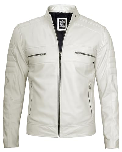 Image of Blingsoul Men's Leather Jacket - Real Lambskin Motorcycle Cafe Racer Biker Style Jacket