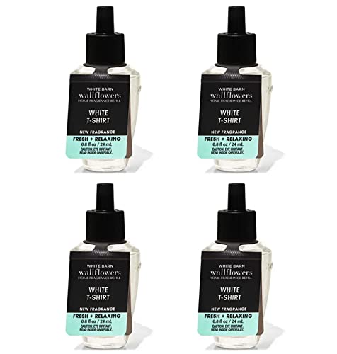 Bath & Body Works White T-Shirt WallFlowers Fragrance Refill 0.8 Oz 4 Pack (White T-Shirt) 3.2 Fl Oz