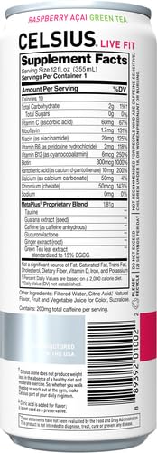 Image of Celsius RTD Green Tea Raspberry, 12 Ounce (Pack of 4)