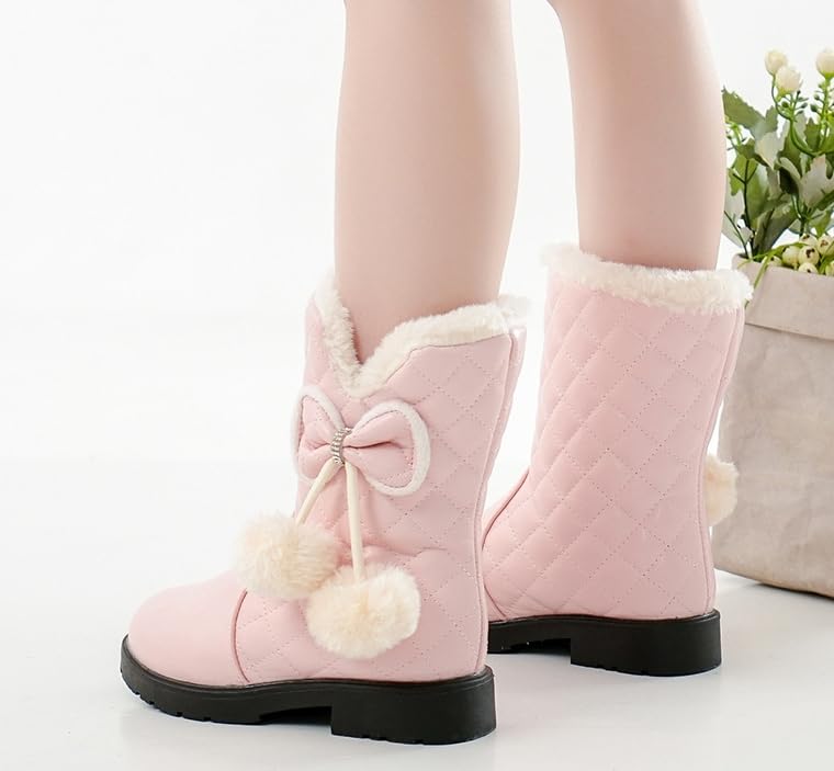Girls' Winter Snow Boots Vintage Casual Style, Mid-Calf Slip-On Boots for Daily Wear3
