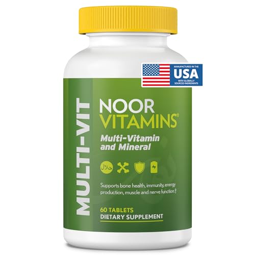 Noor Vitamins Halal Vitamins Daily Multivitamin Halal Vitamin for Women and Men 30 Vitamins & Minerals A B12 C Iron Zinc to support general health Non-GMO Halal Multivitamin (2 Month Supply)