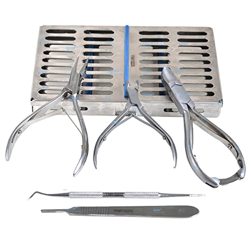 Ensemble d'instruments de podologie 6 pièces avec plateau de stérilisation, pince à ongles, lime noire, commode diamant et poignée de lame de scalpel, soins de podologie – Qualité hôpitale