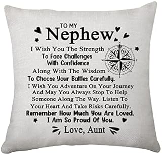 Nephew Gifts from Aunt Auntie Cushion Covers Inspirational Gift for Nephew Home Sofa Decor Pillowcase for Nephew Man Birthday (Nephew from Aunt)