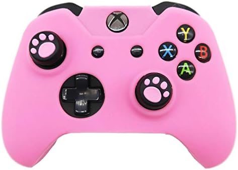 BRHE Cute Skin Cover for Xbox-One / Series X/S Controller Anti-Slip Silicone Grip Protective Case Accessories Set Wireless/Wired Gamepad Joystick with 2 Cat Paw Thumb Grips Caps (Deep Pink)