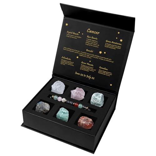 GolbalJew Crystals Gift Set, Zodiac Signs Healing Crystals Birthstones with Horoscope Box Set Astrology Crystal Bracelet Healing Stones Gifts
