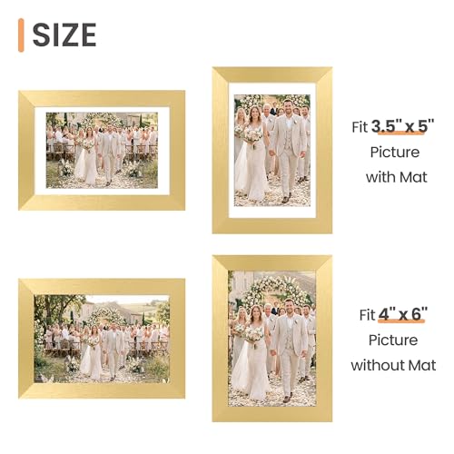 Image of upsimples 4x6 Picture Frame, Photo Collage Wall Decor Set of 10, Gold | Fit 3.5x5 and 4 x 6 Photos, Wall or Tabletop Display, For Gallery Hallway Living Room, For Christmas Mother's Day Wedding