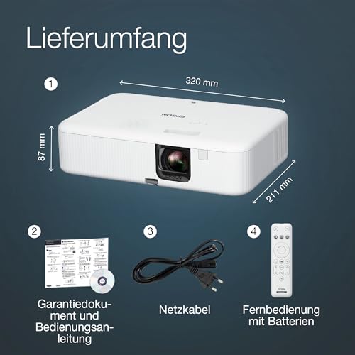 Epson CO-FH02 Smart Full HD-Projektor, 3.000 Lumen, bis zu 391-Zoll-Projektionsfläche – Bild 5