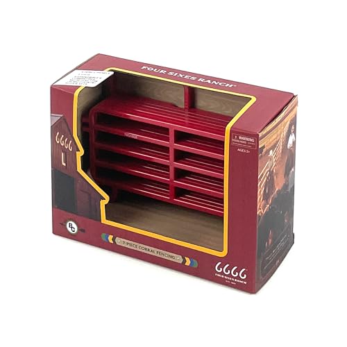 Big Country Toys Realistic Four Sixes Ranch 7-Piece Corral Fence Set, 6666 Ranch, 1:20 Scale Farm Toys for Boys and Girls