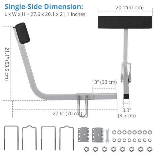 Boat Trailer Guide, 2 Foot Bunk Boards Kit, 20" Inch Carpeted Guide On Tilting Side Bunks for High Beam, Box, C-Channel Trailers with Mounting Frames and Hardware by GAOMON - Image 7
