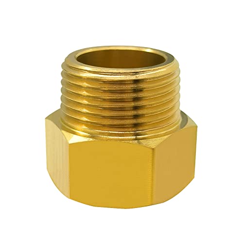 Hooshing 2PCS Brass Garden Hose Adapter 3/4\" GHT Male to 3/4\" NPT Female Connector,GHT to NPT Garden Hose to Pipe Fittings