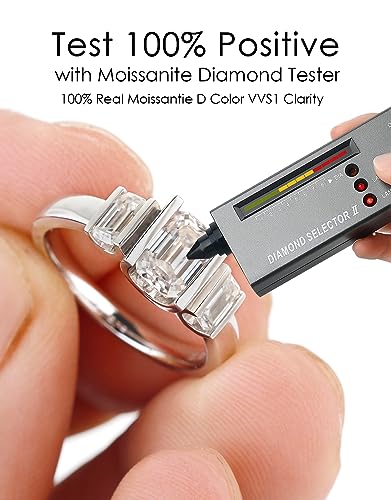 Moissanite Engagement Rings for Women,D Color VVS1 3 Stones Emerald Cut S925 Sterling Silver Plated 18k White Gold Wedding Promise Anniversary Rings for Her4