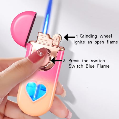 Encendedor metálico con llama ajustable y recargable miniatura 2