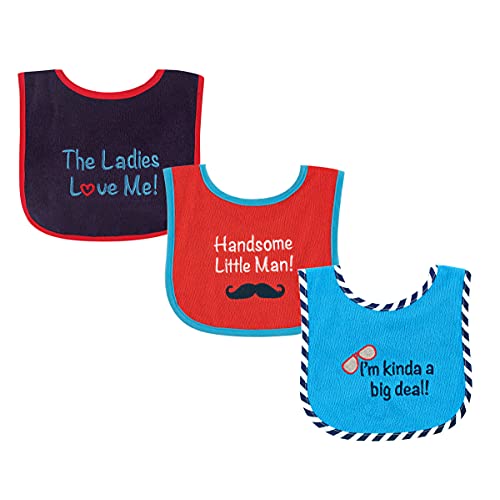 Image of Luvable Friends Baby Cotton Terry Drooler Bibs with PEVA Back, Transportation, One Size