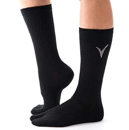 Image of 3 Pairs Thick Flip-Flop Big Toe Socks Crew Mid Calf or Ankle Size: Women 9-12 Men 8-11