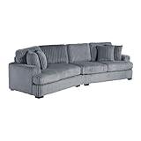 Lexicon Warwick Corduroy 2-Piece Sectional with Left Cuddler in Gray