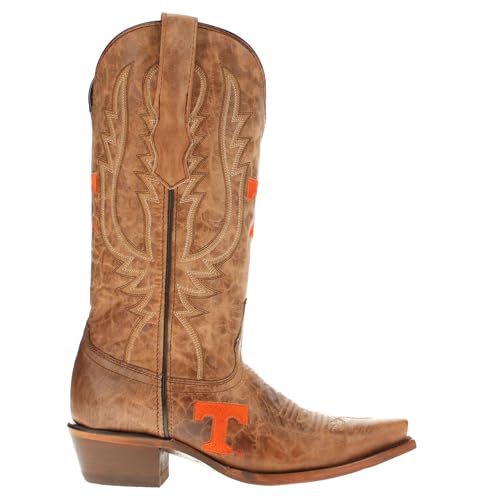 Vaccari Women's Paige Genuine Leather & Collegiate Embroidery Snip Toe Cowgirl Boots3