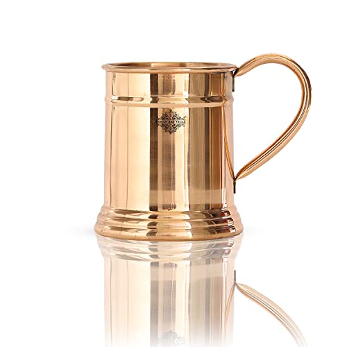 Image of INDIAN ART VILLA Pure Copper Large Beer /Cocktail Mug Cup, Barware, 600 ML