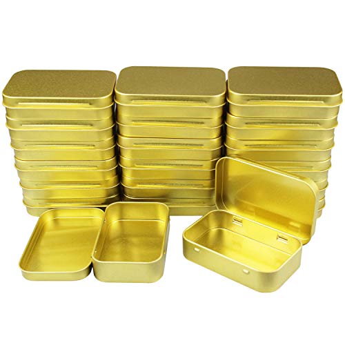 20 stuks rechthoekige metalen lege scharnierende blikken containers basisbenodigdheden Home Storage Organizer Mini Box Set, 95 x 62 x 20 mm (gouden)